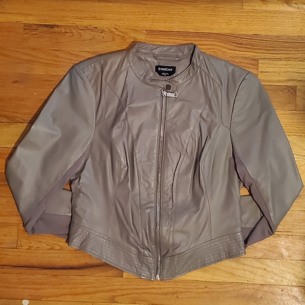 Bebe Gray Leather Jacket